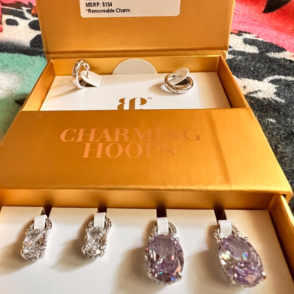 BP Silver and Purple Earrings Elegant Jewelry Set